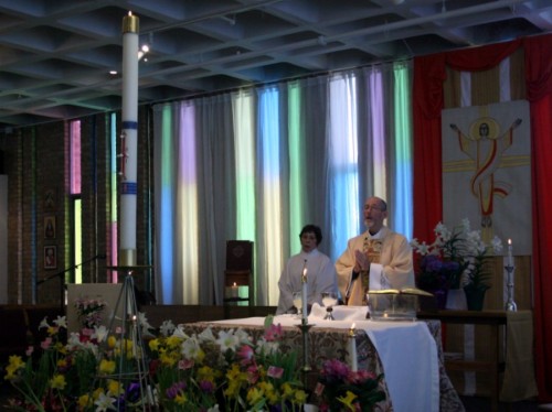 The late Father Paul Brouillette presides at Easter Sunday 2011 