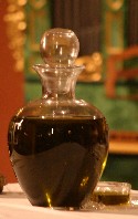 Glass jar of oil to be consecrated for blessings